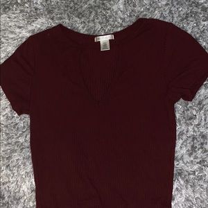 Maroon cut out crop top